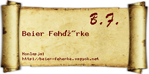 Beier Fehérke névjegykártya